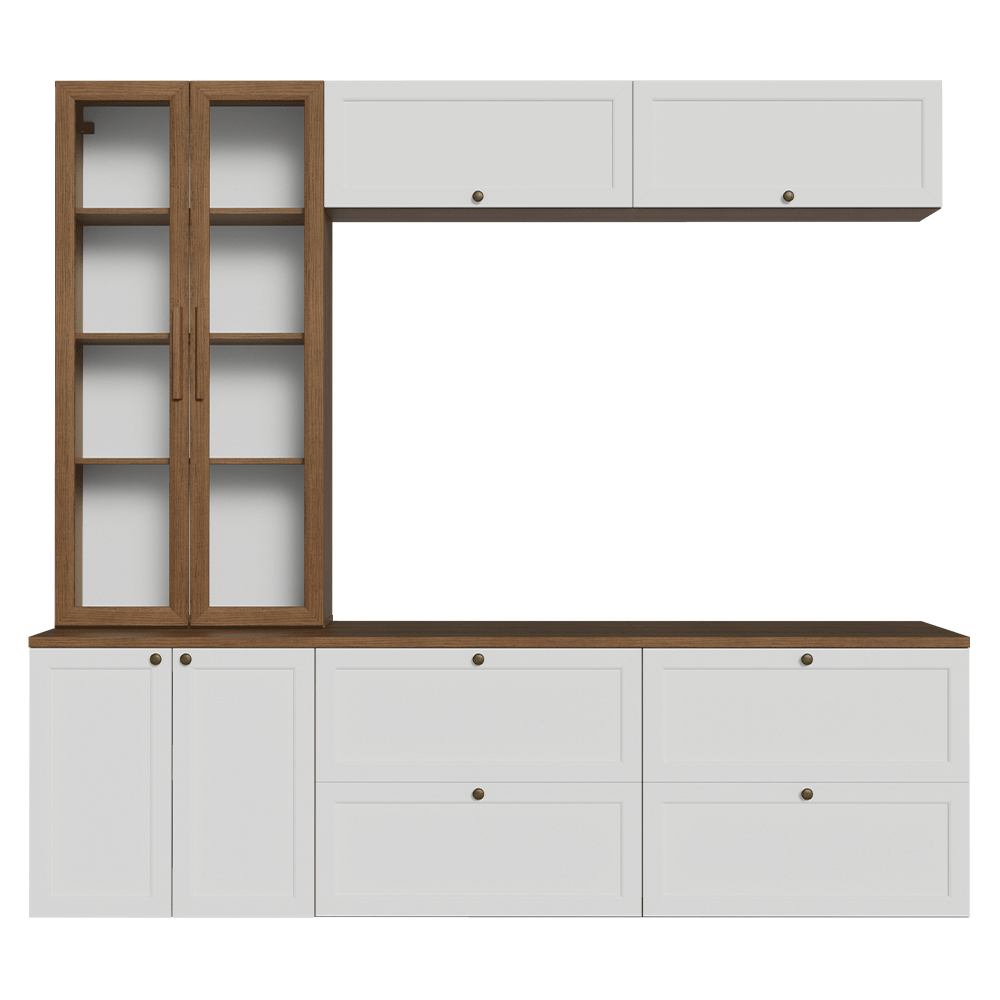 Centros de Entretenimiento con Rack + Cristaleiro 230 cm Marrón/Blanco/Marrón Vik Madesa 02