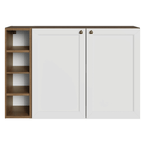 Aparador Vajillero con Bodega para botellas 100cm 2 Puertas Marrón/Blanco Vik 16