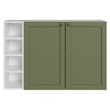 Aparador Vajillero con Bodega para botellas 100cm 2 Puertas Blanco/Verde Vik 16