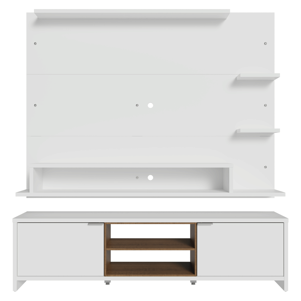 Rack con Panel para TV hasta 60 Pulgadas 180 cm Blanco/Marrón Metz Madesa