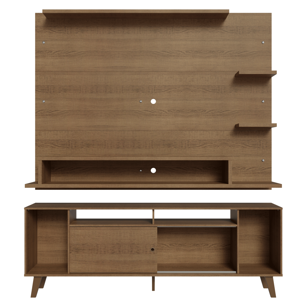Rack con Panel para TV hasta 60 Pulgadas 180 cm con Patas Marrón Cancun Madesa