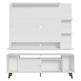 Rack con Panel para TV hasta 60 Pulgadas 180 cm con Patas Blanco/Marrón Cancun Madesa