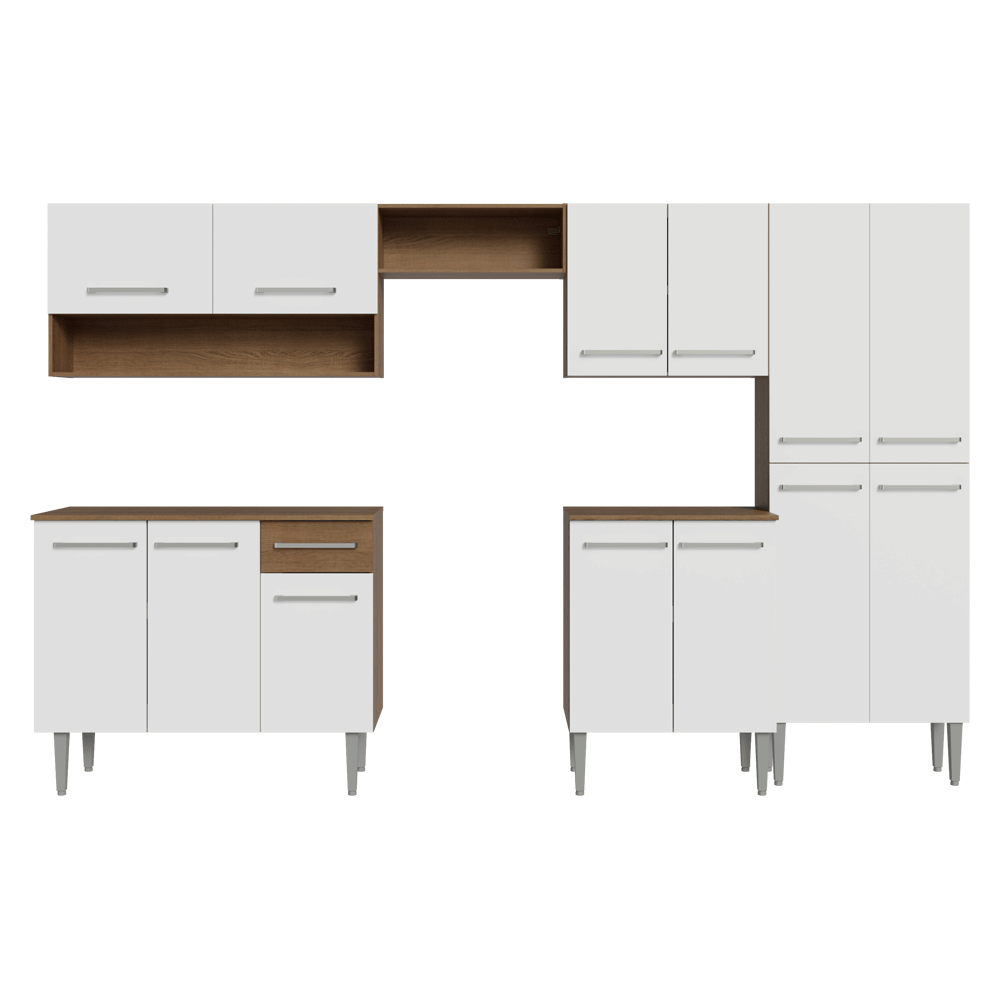 Combo completo de Cocina 293cm Marrón/Blanco Emilly Madesa 09