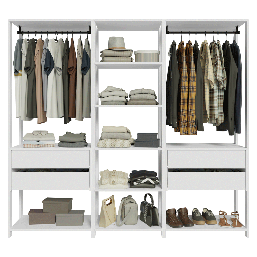 Placard Modulado 199 cm 4 Cajones Valencia Blanco