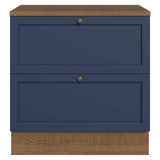 Bajo Mesada de Cocina 80 cm 2 Cajones Marrón/Azul Vik Madesa