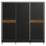 Placard Matrimonial Malta 231 cm 3 Puertas Corredizas 4 Cajones con Patas 100% MDF Negro Madesa