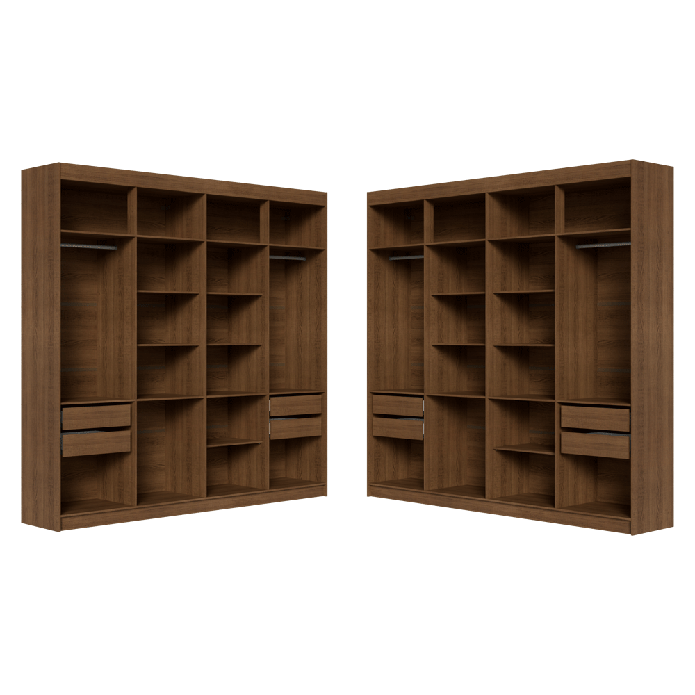 Placard Closet Esquinero 522 cm 8 Cajones Marrón Venus Madesa