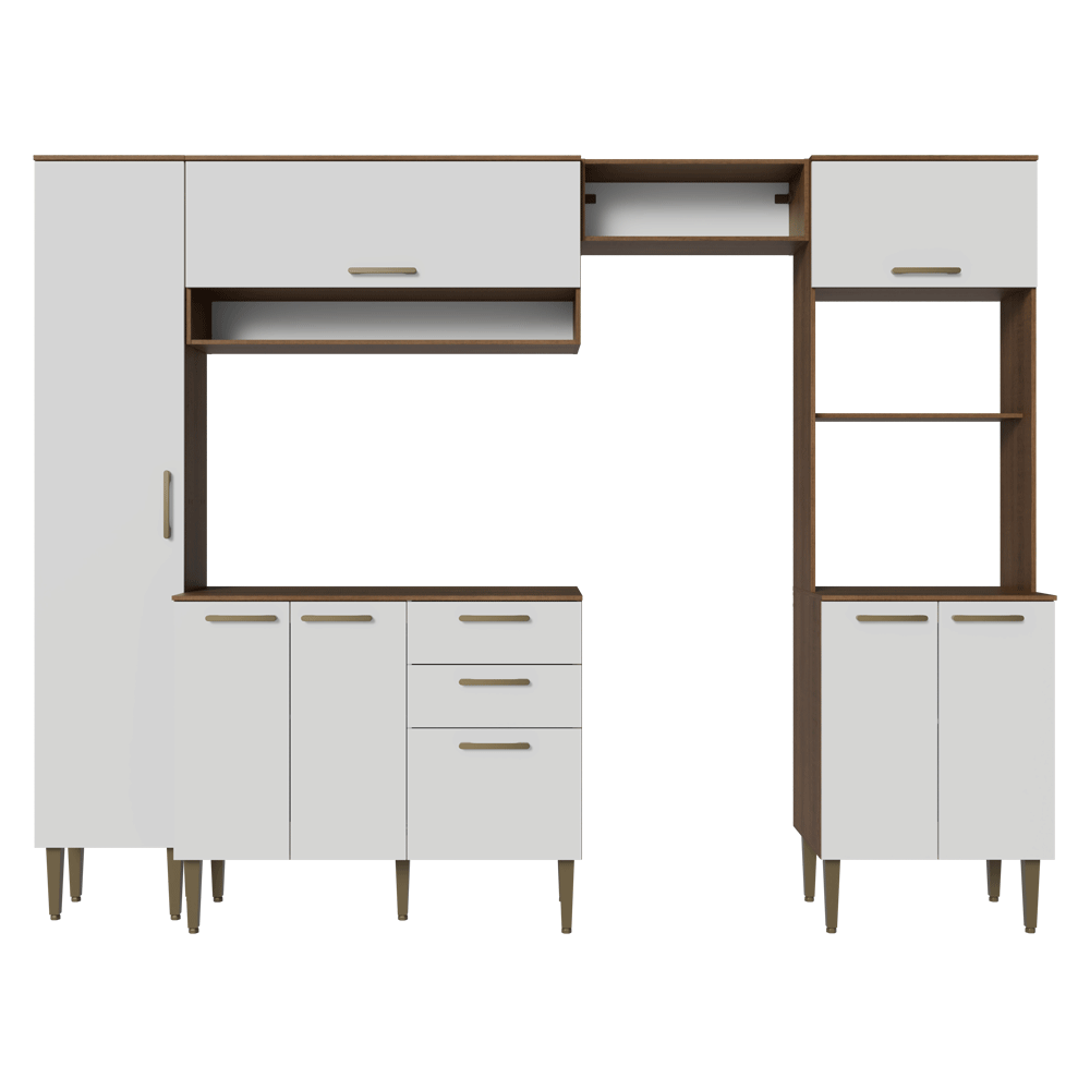 Combo completo de Cocina 265 cm Marrón/Blanco Lille Madesa