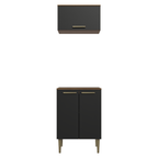 Kit Alacena y Bajo Mesada 60 cm 3 Puertas Marrón/Negro Lille Madesa