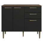 Bajo Mesada para Bacha 105 cm 3 Puertas 2 Cajones (Con Mesada) Marrón/Negro Lille Madesa