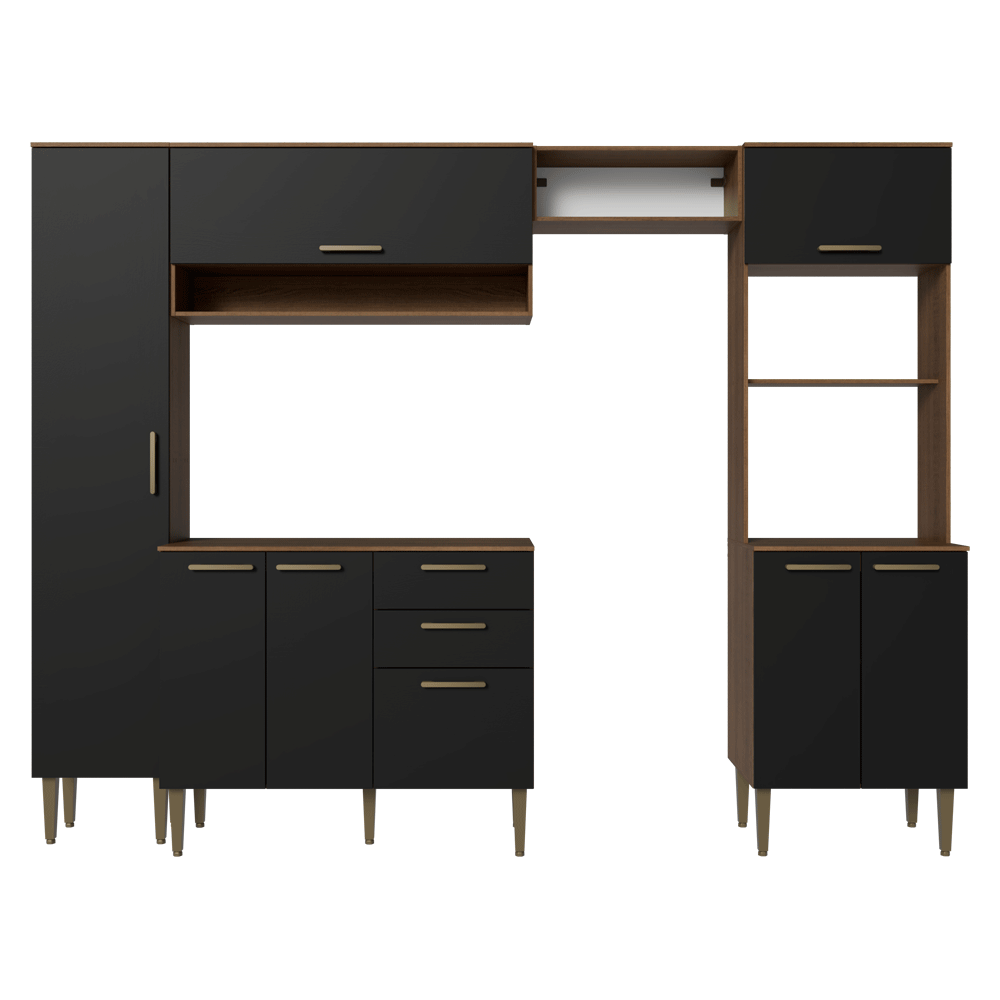 Combo completo de Cocina 265 cm Marrón/Negro Lille Madesa