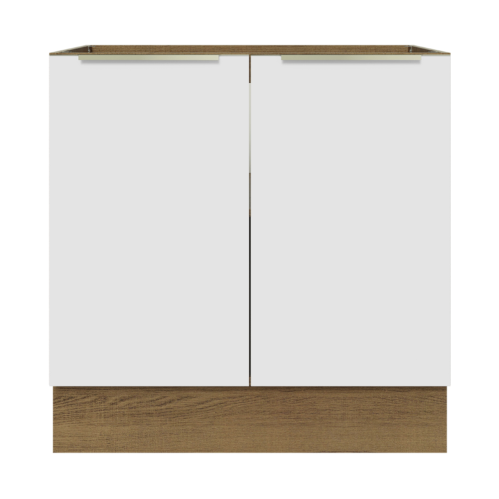 Bajo Mesada 80 x 60 cm 2 Puertas (Sin Mesada) Marrón/Blanco Aterciopelado Lux Madesa