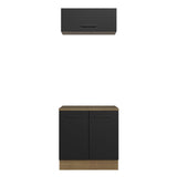 Kit con Bajo Mesada e Alacena Multiuso 80cm Marrón/Negro Agata Madesa
