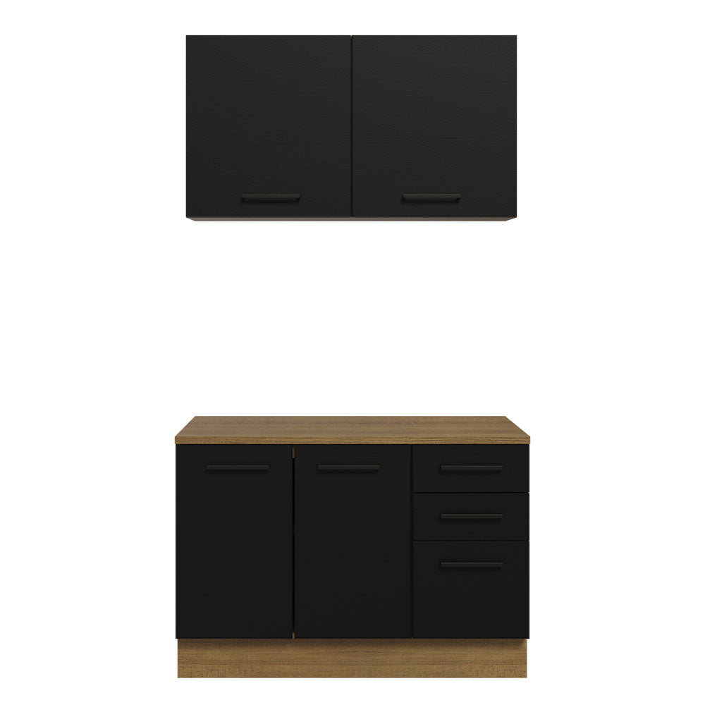 Kit con Bajo Mesada e Alacena Multiuso 120cm Marrón/Negro Agata Madesa