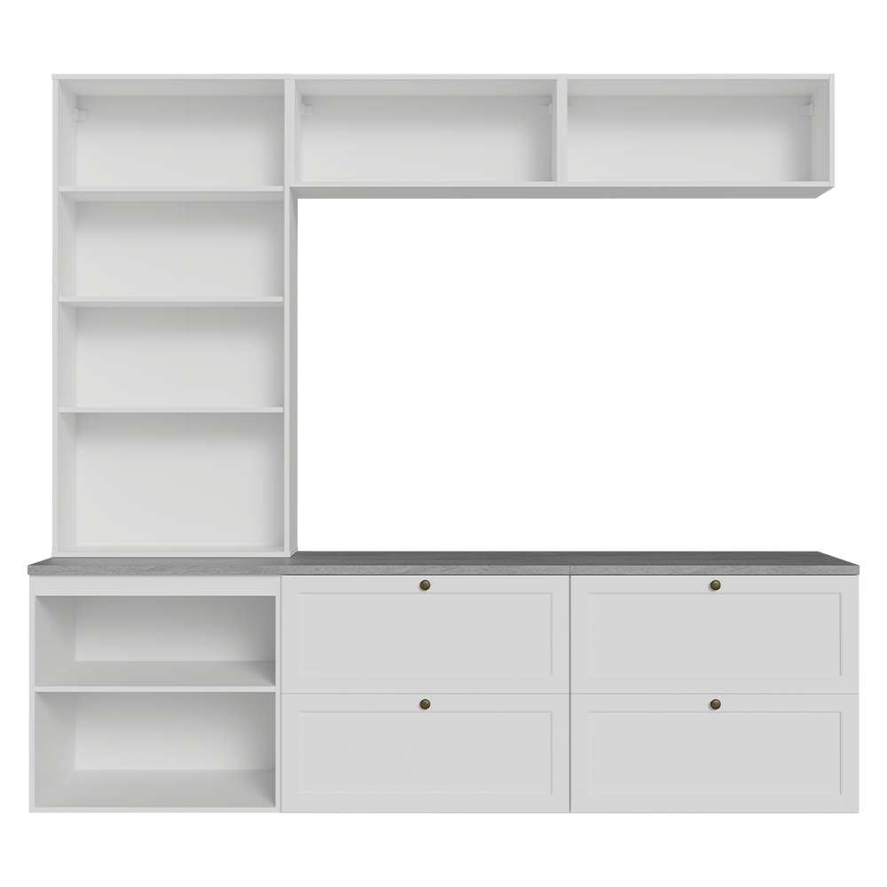 Centros de Entretenimiento con Rack + Cristaleiro 230 cm Blanco Vik Madesa 01