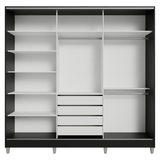 Placard Matrimonial Malta 231 cm 3 Puertas Corredizas 4 Cajones con Patas 100% MDF Negro Madesa