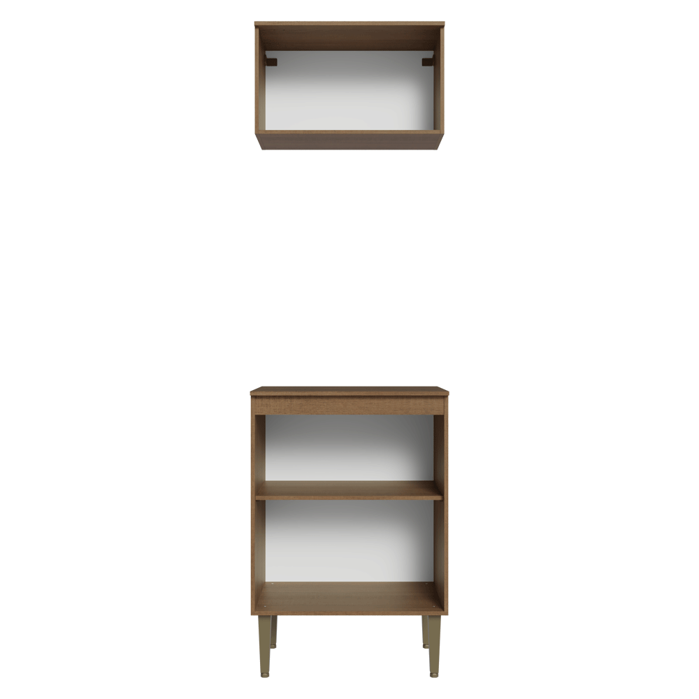 Kit Alacena y Bajo Mesada 60 cm 3 Puertas Marrón/Negro Lille Madesa