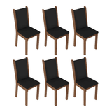 Conjunto Comedor Mesa Mesada de Vidro 6 Sillas Marrón/Negro Viola Madesa