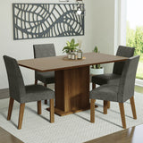 Juego de Comedor Keila con 4 Sillas Marron/Crema/Gris
