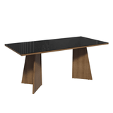 Conjunto Comedor Mesa Mesada de Vidro 6 Sillas Marrón/Negro Viola Madesa