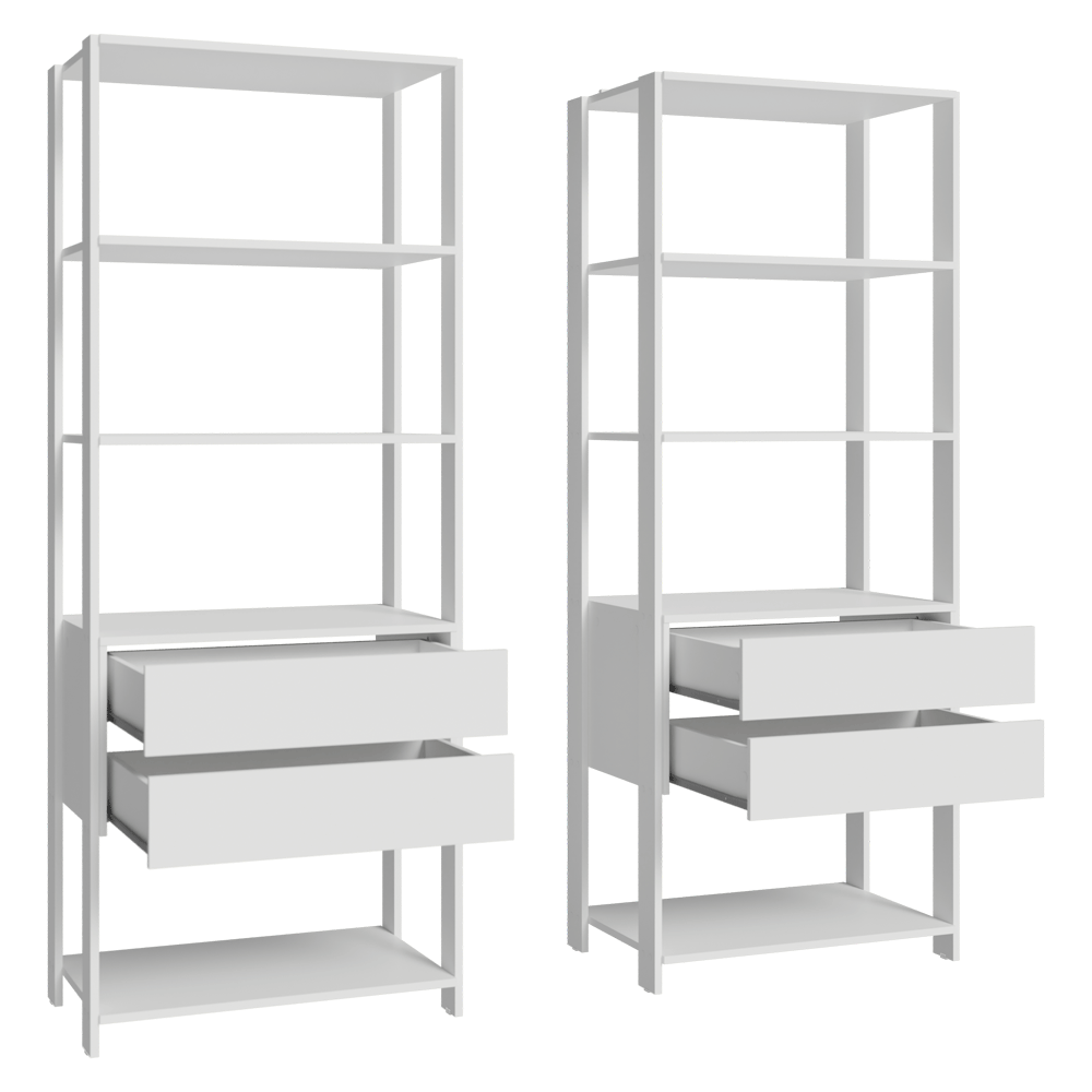 Estante Mueble Multiuso para Livros 4 Cajones 8 Repisas 140cm Blanco Madesa