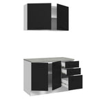 Kit con Bajo Mesada y Alacena Multiuso 120 cm Blanco/Negro Agata Madesa