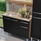 Combo de Cocina 169 cm con Bacha Emilly Marrón/Negro 12