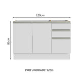 Vanitory para Baño 120cm 2 Puertas 3 Cajones Blanco