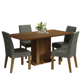 Juego de Comedor Keila con 4 Sillas Marron/Gris