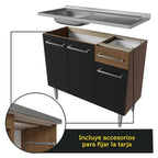 Combo completo de Cocina 293 cm 13 Puertas 1 Cajón con Bacha de Acero Inoxidable Marrón/Negro Emilly Madesa 09