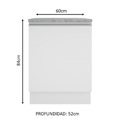 Mueble de Cocina 60 cm Con 1 Puerta Blanco Glamy Madesa