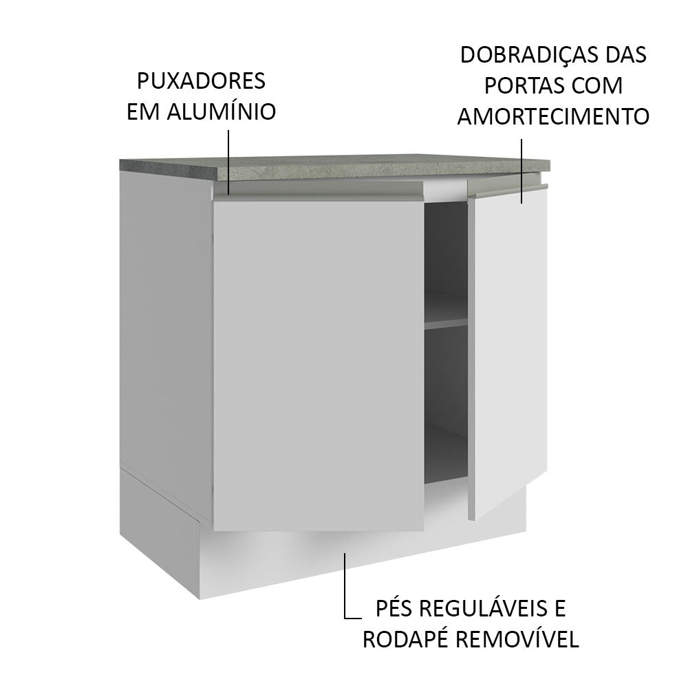 Vanitory para Baño 80cm 2 Puertas Blanco
