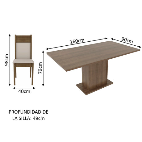 Juego de Comedor Madesa Lousiana Con 6 Sillas Marrón/Creme