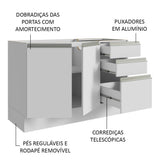 Vanitory para Baño 120cm 2 Puertas 3 Cajones Blanco