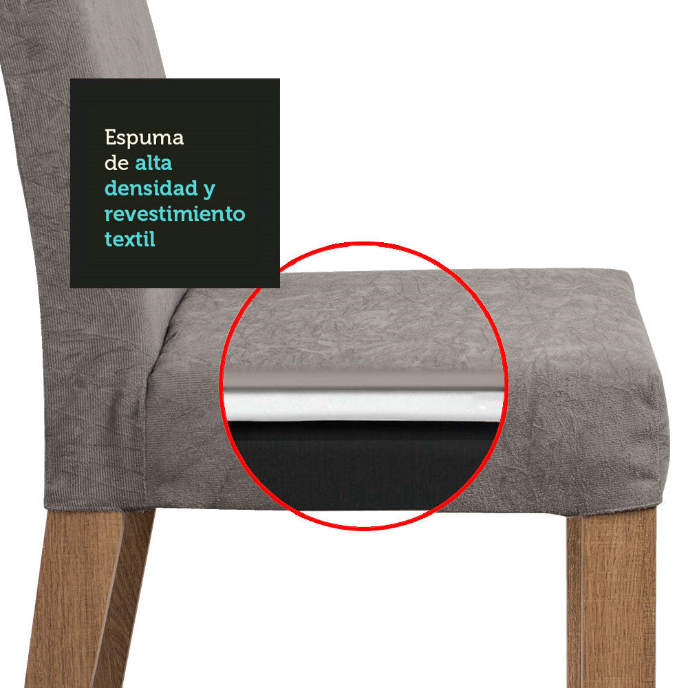 Juego de Comedor Avril con 4 Sillas Marron/Crema/Gris