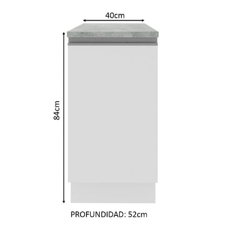 Mueble de Cocina Madesa Glamy 40 cm 1 Puerta Blanco
