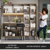 Combo de Cocina 169 cm con Bacha Emilly Marrón/Negro 12