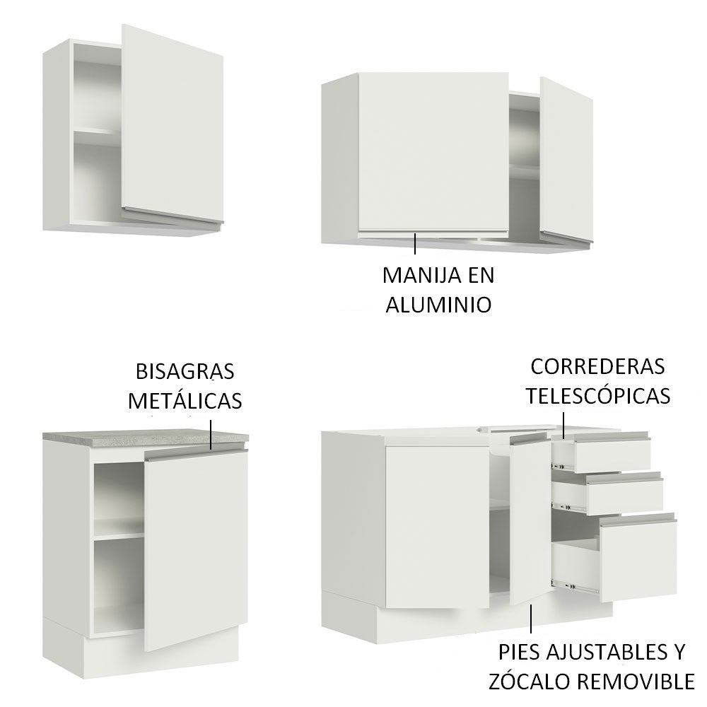 Cocina Compacta 180cm Blanco Glamy Madesa 05