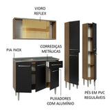 Combo de Cocina 169 cm con Bacha Emilly Marrón/Negro 12