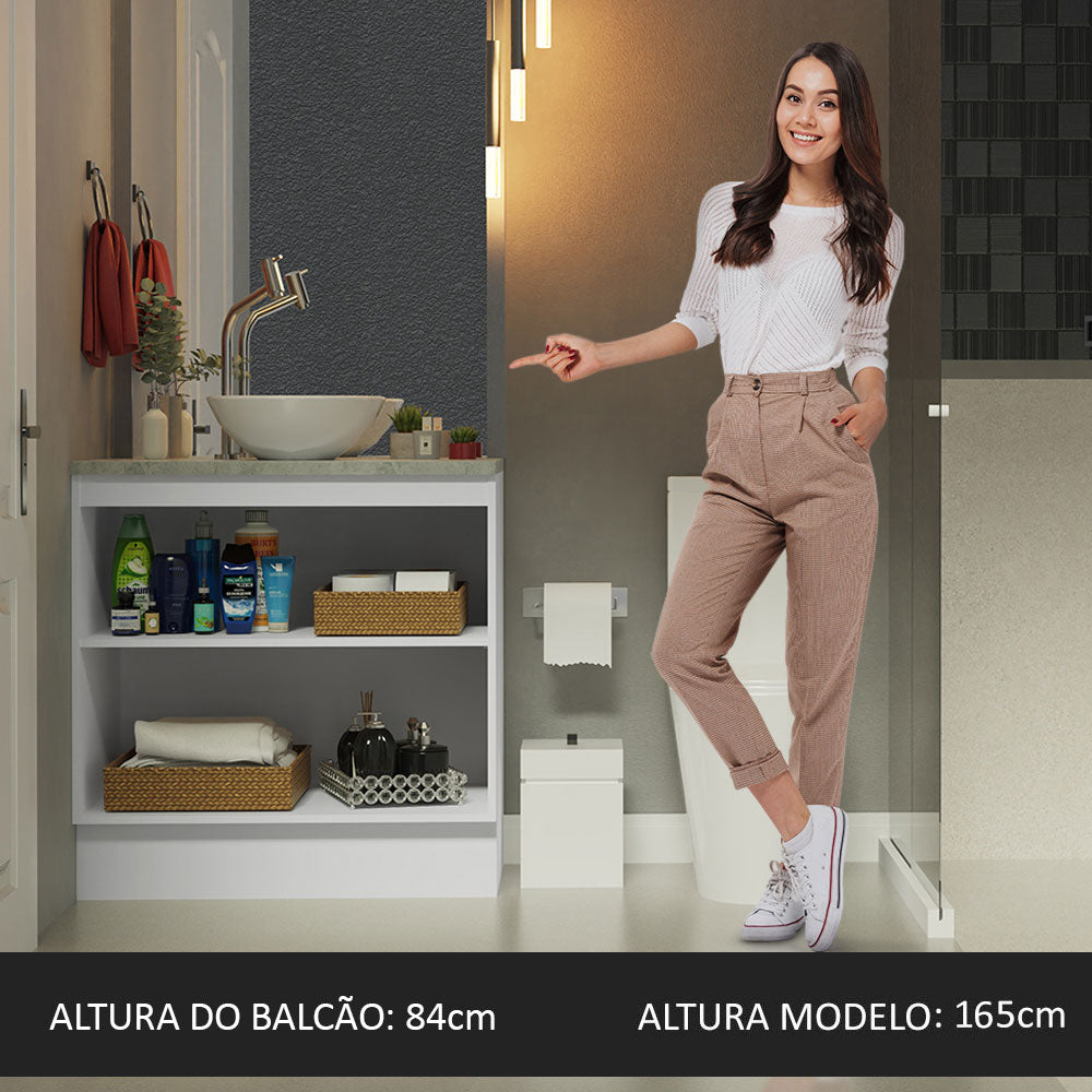 Vanitory para Baño 80cm 2 Puertas Blanco