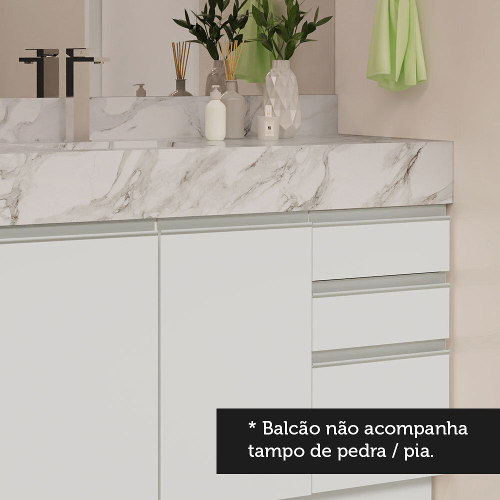 Vanitory para Baño 120cm 2 Puertas 3 Cajones Blanco