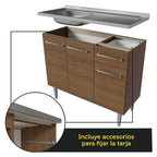 Combo completo de Cocina 229 cm 9 Puertas 1 Cajón con Bacha de Acero Inoxidable Marrón Emilly Madesa