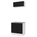 Kit con Bajo Mesada e Alacena Multiuso 80cm Blanco/Negro Agata Madesa