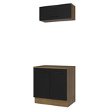 Kit con Bajo Mesada e Alacena Multiuso 80cm Marrón/Negro Agata Madesa