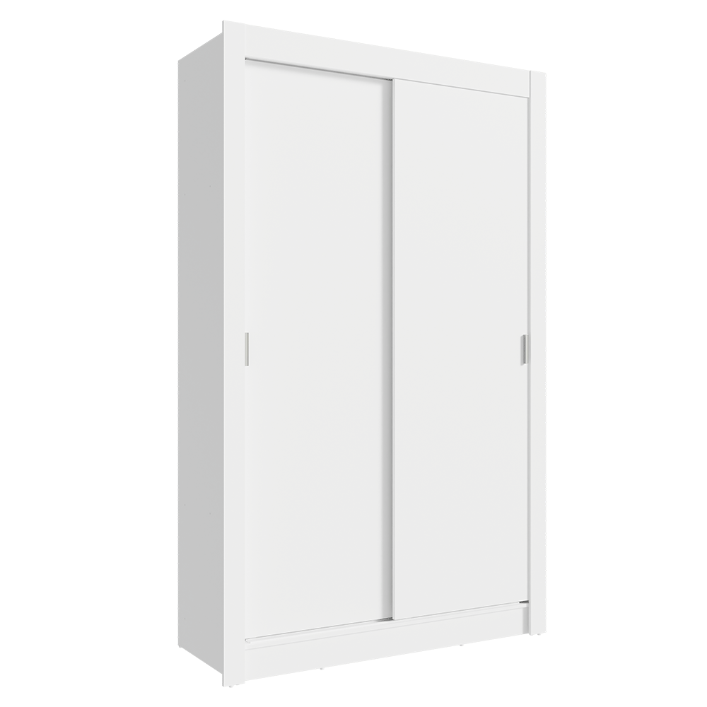 Kit Dormitorio Individual 2 Puertas Corredizas y Chifonier 6 Cajones Blanco Madesa