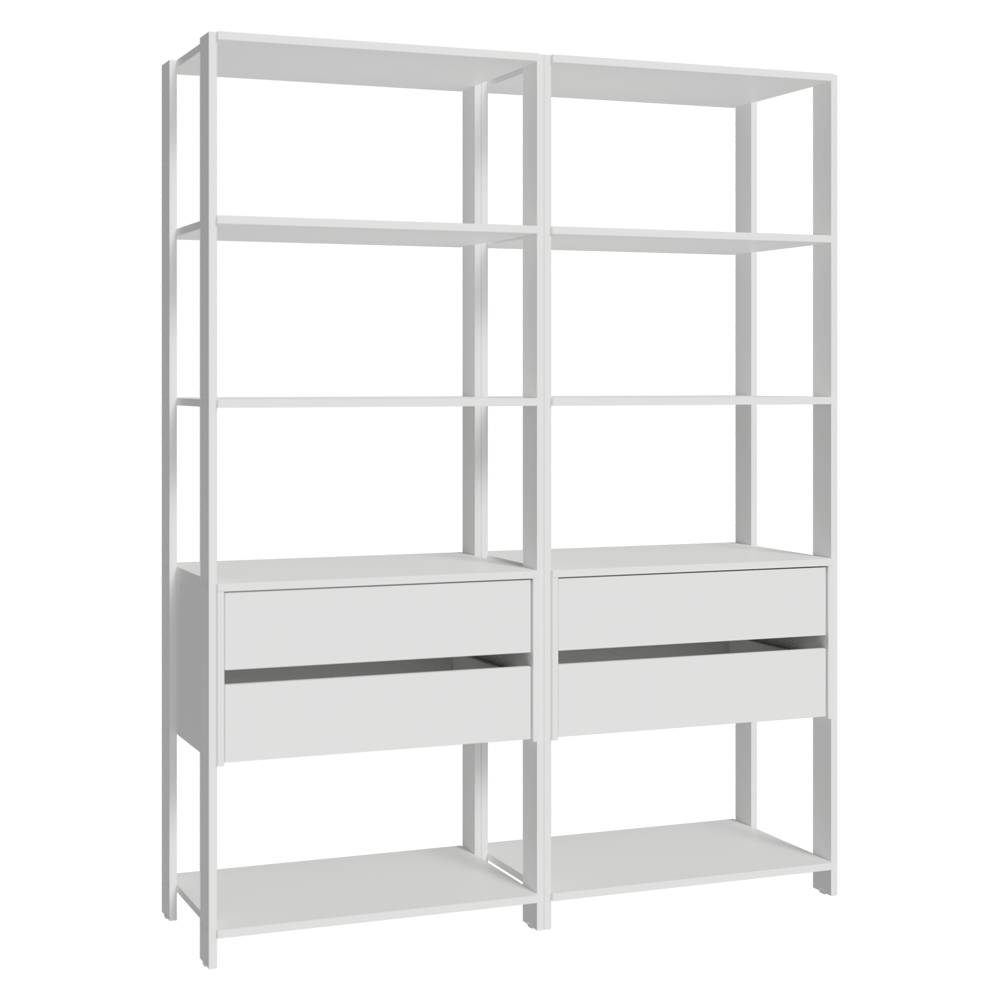 Estante Mueble Multiuso para Livros 4 Cajones 8 Repisas 140cm Blanco Madesa