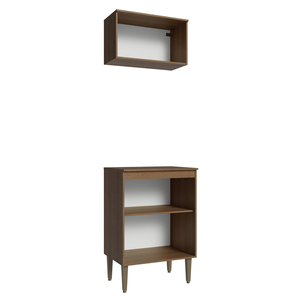Kit Alacena y Bajo Mesada 60 cm 3 Puertas Marrón/Negro Lille Madesa