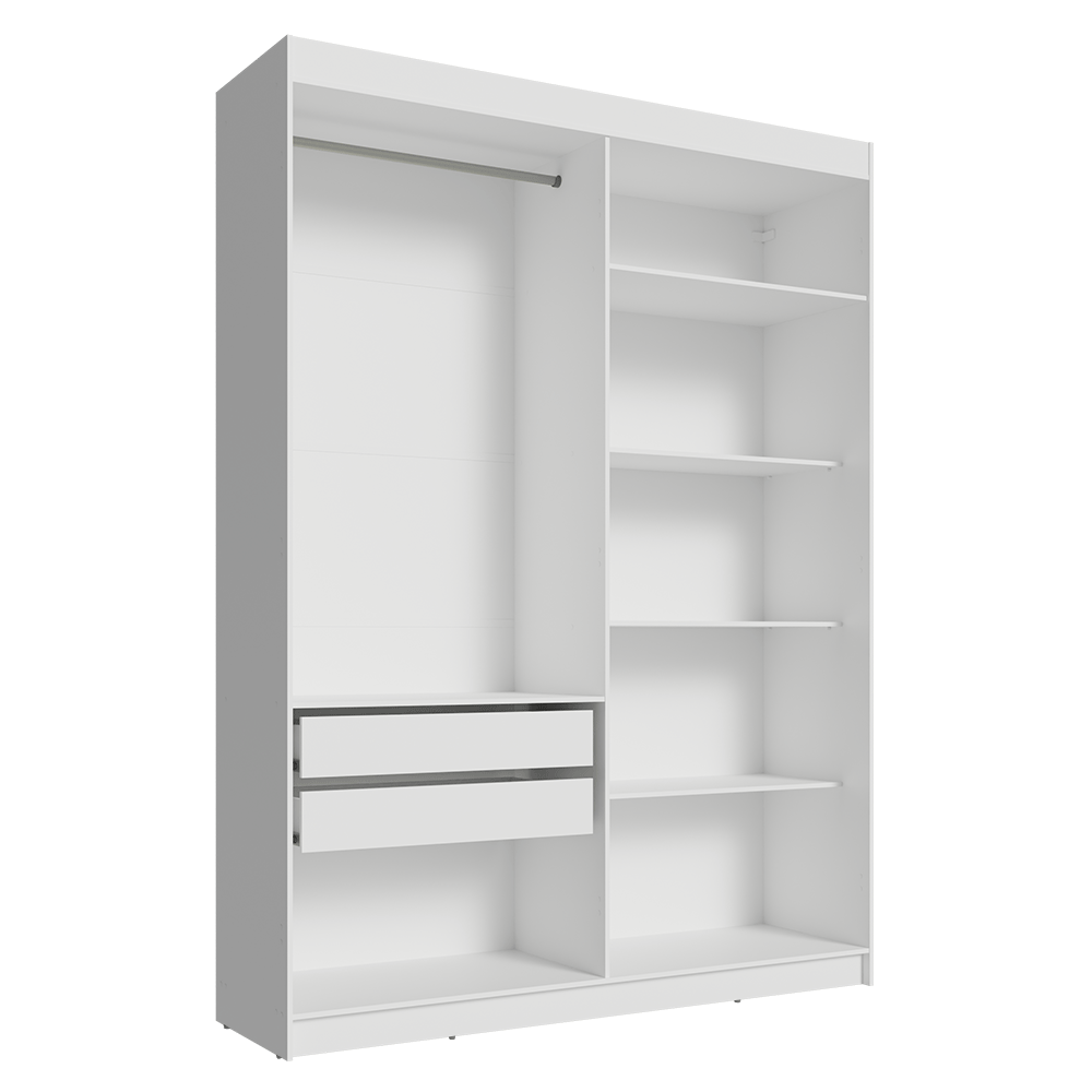 Closet Abierto Madesa Venus 121 cm con 2 Cajones, Perchero y 5 Estantes Blanco
