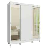 Placard Matrimonial con Patas 180 cm 3 Puertas con Espejos Reno Blanco