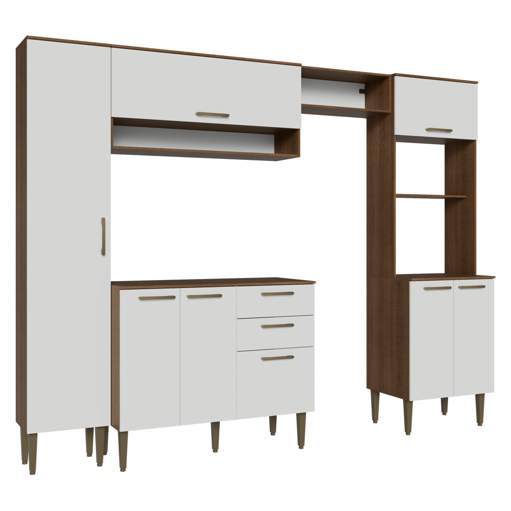 Combo completo de Cocina 265 cm Marrón/Blanco Lille Madesa